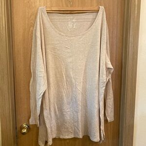 Terra & Sky Tan Heathered Long Sleeve T-shirt Size 4X NWOT